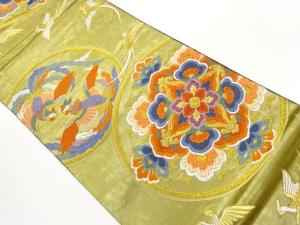 引箔鳳凰・華紋に丸文模様織出し袋帯